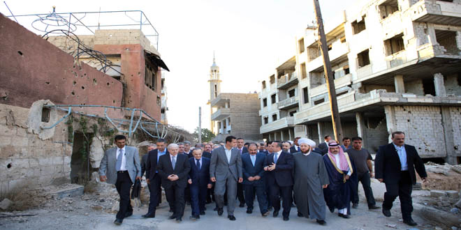 President Assad tours Daraya after Eid prayers