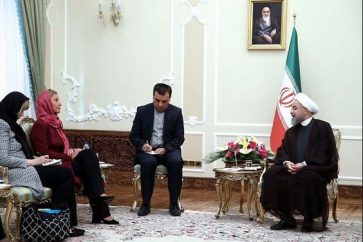 Iranian President Hassan Rouhani and EU diplomatic chief Federica Mogherini.