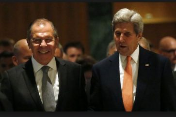 Russian FM Sergey Lavrov and US Secretary of State John Kerry