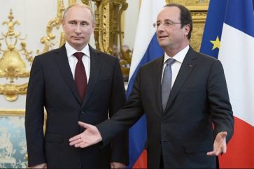 Russian President Vladimir Putin and French counterpart Francois Hollande