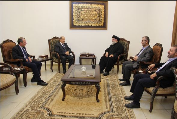 Sayyed Narallah receiving President Aoun