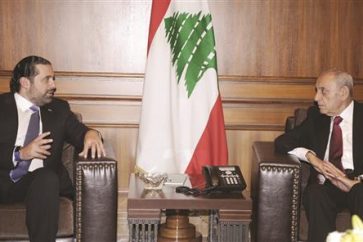 Speaker Nabih Berri meets PM-designate Saad al-Hariri earlier in October, 2016.