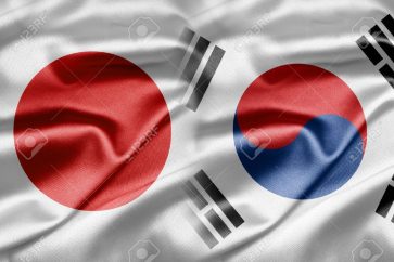 South Korea and Japan flags