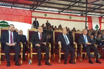Aoun, Berri, Salam and Hariri during parade on the occasion of Independence Day