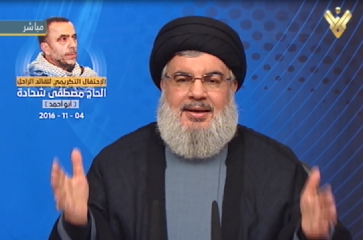 Sayyed Nasrallah during a memorial ceremony honoring Martyr Leader Mostafa Shehade