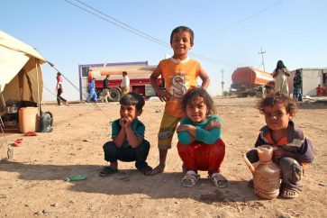 Children from Mosul at the Khazir refugee camp.