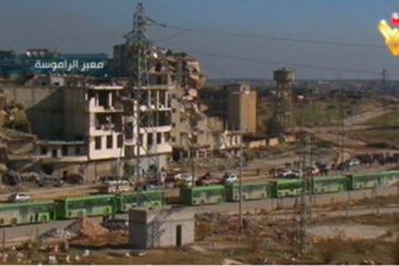 Green buses carrying terrorists out of Eastern Aleppo