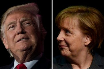 US president-elect Donald Trump and German Chancellor Angela Merkel