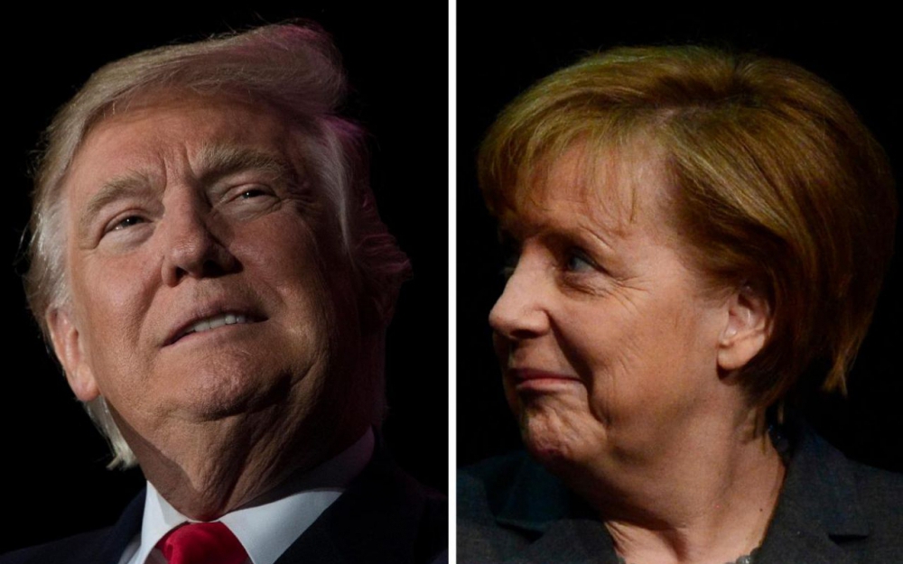 US president-elect Donald Trump and German Chancellor Angela Merkel