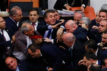 Turkish parliament fistfight