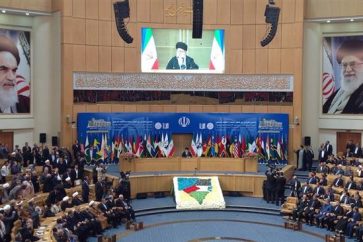 Imam Ali Khamenei speaking at the 6th International Conference in Support of the Palestinian Intifada