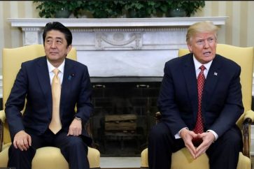 US President Donald Trump welcomed Japan's Prime Minister Shinzo Abe