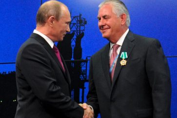 US Secretary Rex Tillerson with Russianpresident Vladimir Putin