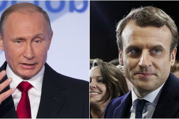 Vladimir Putin and French President-Elect Emmanuel Macron