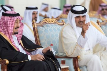 Saudi King Salman and Qatari Emir Tamim Al Thani