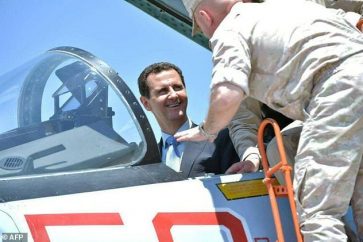 President Assad inside SU27 Russian war jet in Hmeimim Russian military base in Syria's Lattakia