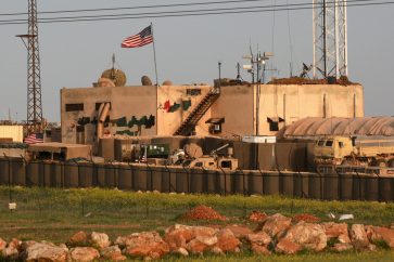 A picture taken on April 2, 2018 shows a general view of a US military base in the al-Asaliyah village, between the city of Aleppo and the northern town of Manbij.