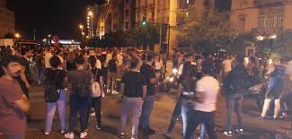 Protesters gather at Riad Solh Square nea the Grand Serail in Beirut's Down Town (Thursday, 17October, 2019)