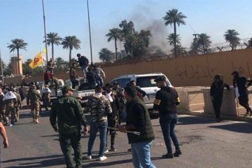 Iraqi protesters near US embassy