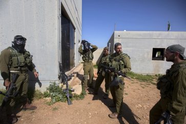 Israeli occupation soldiers training at base