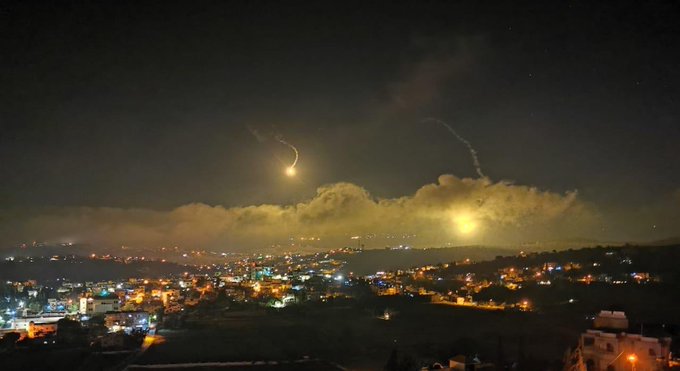 Israeli occupation forces fire flares at Lebanon border