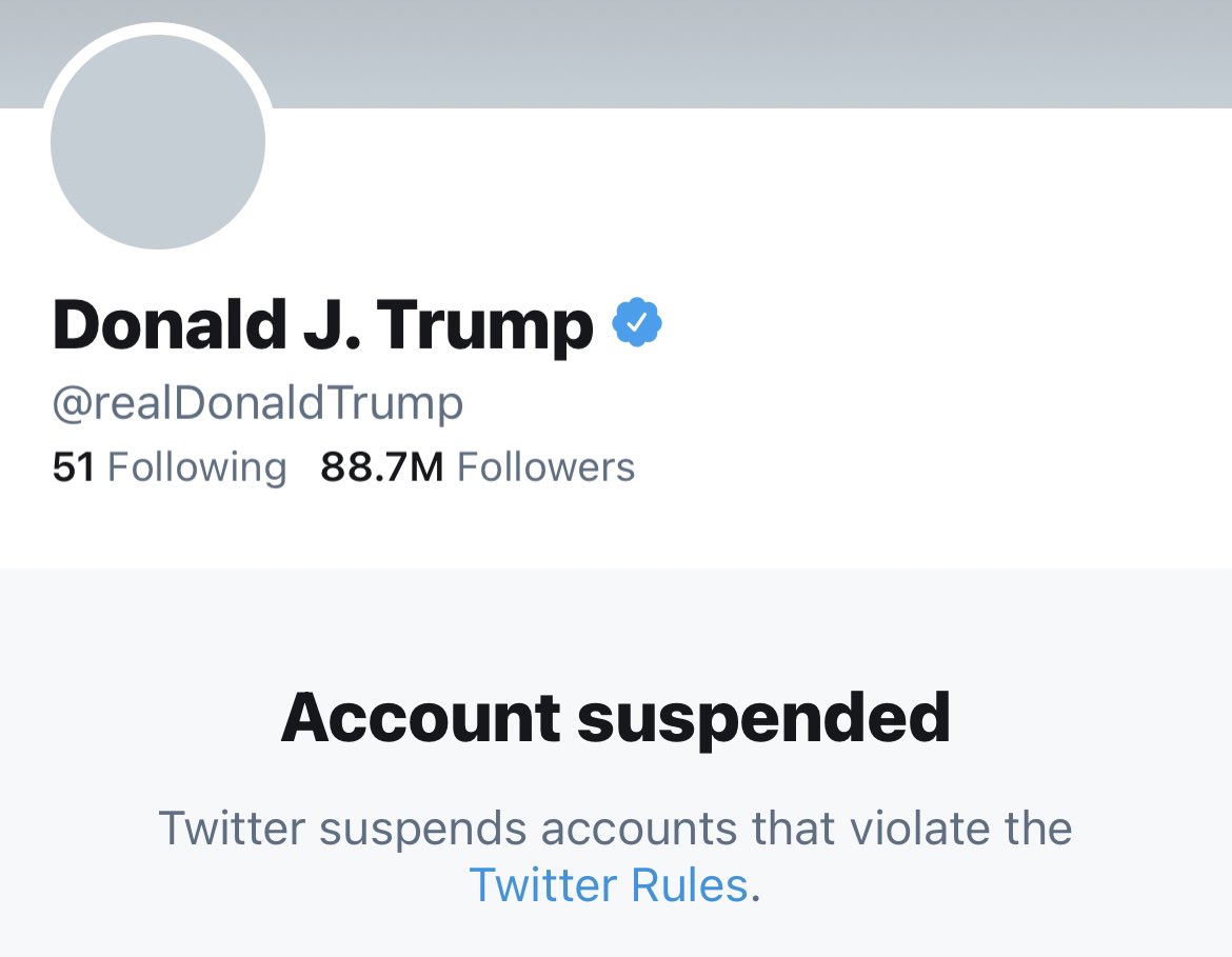 Trump account suspended
