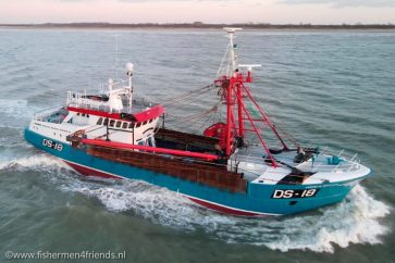 British fishing trawler Cornelis Gert Jan is pictured at sea near Stellendam, Netherlands March 8, 2021 in this social media image taken with a drone. Watermark provided at source. Arjan Buurveld via REUTERS THIS IMAGE HAS BEEN SUPPLIED BY A THIRD PARTY. MANDATORY CREDIT. NO RESALES. NO ARCHIVES