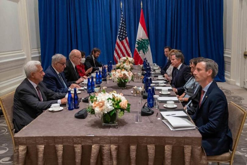 Lebanese caretaker prime minister Najib Mikati met in New York with the US Secretary of State Anthony Blinken
