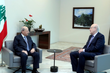 President Michel Aoun hosts PM-designate Najib Mikati at Baabda palace