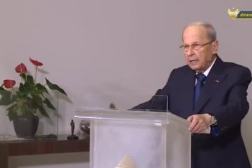 President Michel Aoun addressing nation on October 13, 2022