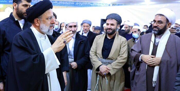 Iran’s President Ebrahim Raisi meeting with Sunni and Shia clerics in Kurdistan Province