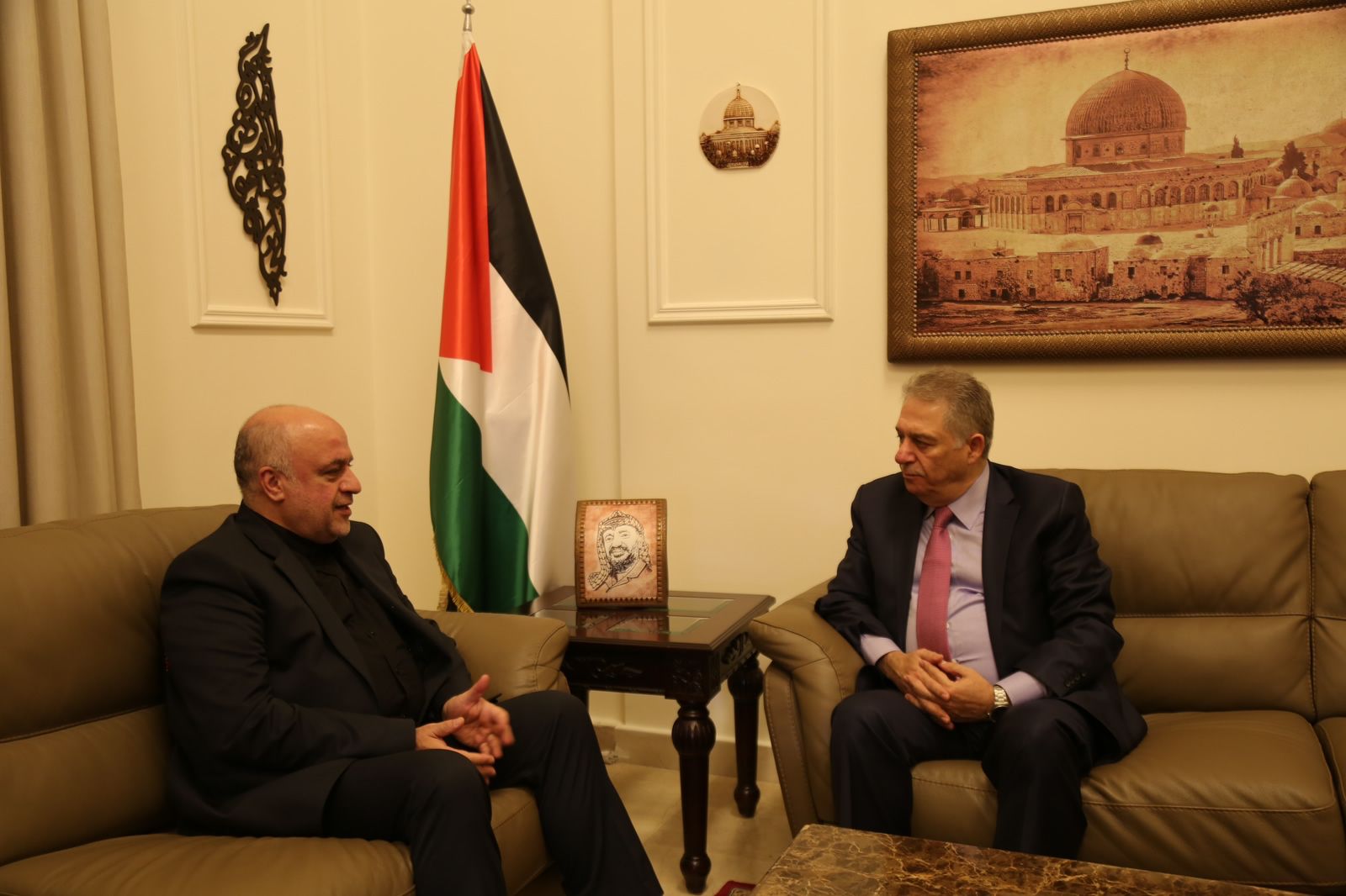  Palestinian ambassador to Lebanon, Ashraf Dabbour, hosting his Iranian counterpart Mojtaba Amani