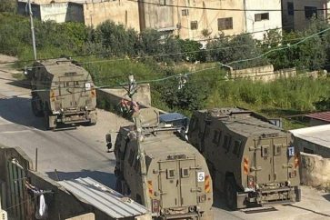 Zionist military vehicles in occupied Nablus