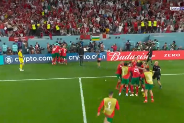 Moroccan team celebrating historic win