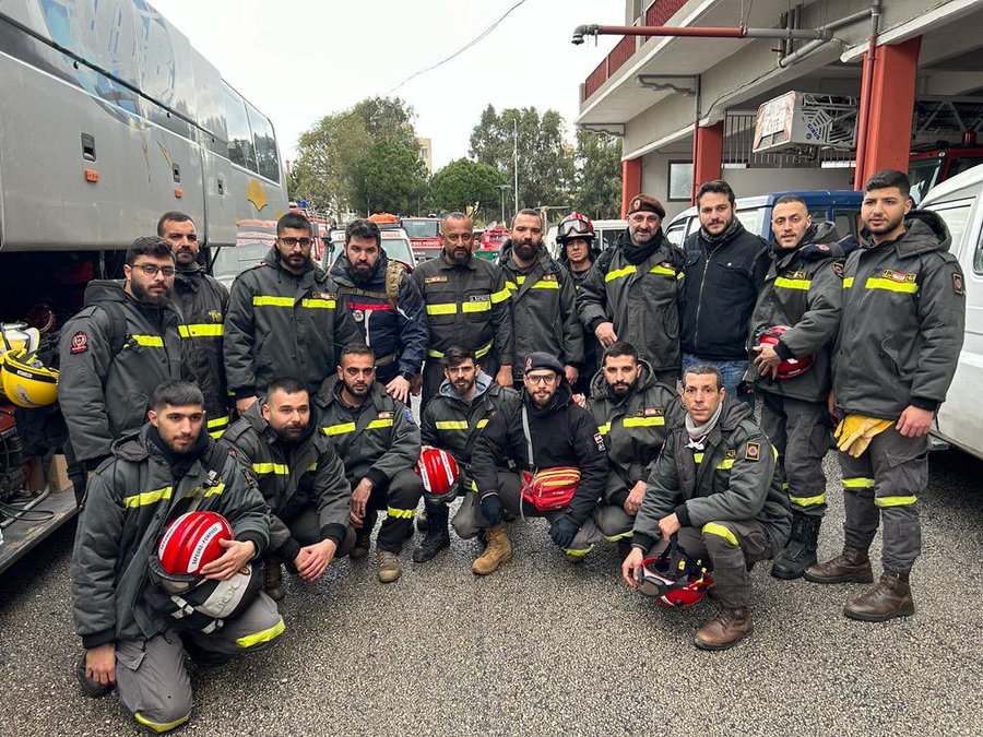 Lebanese firefighters heading into Syria