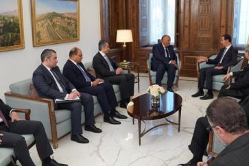 Egyptian Foreign Minister Sameh Shoukry meeting Syrian President Bashar Assad