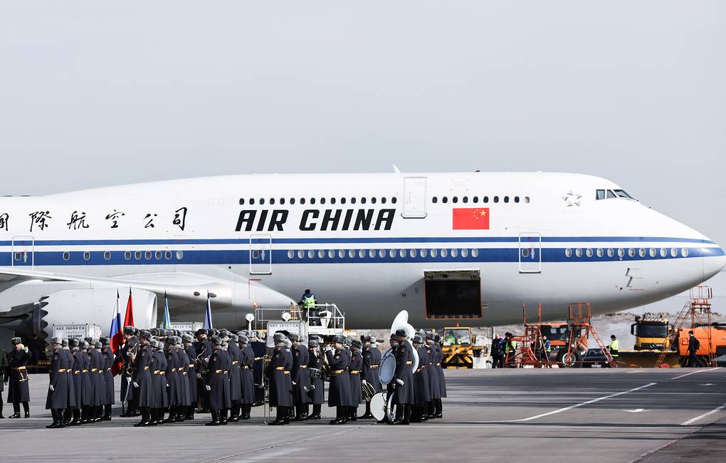 Chinese President Xi Jinping's plane lands at Moscow's Vnukovo airport