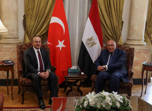 Turkish Foreign Minister Mevlut Cavusoglu meets with his Egyptian counterpart Sameh Shoukry in Cairo, Egypt March 18, 2023. REUTERS/Mohamed Abd El Ghany