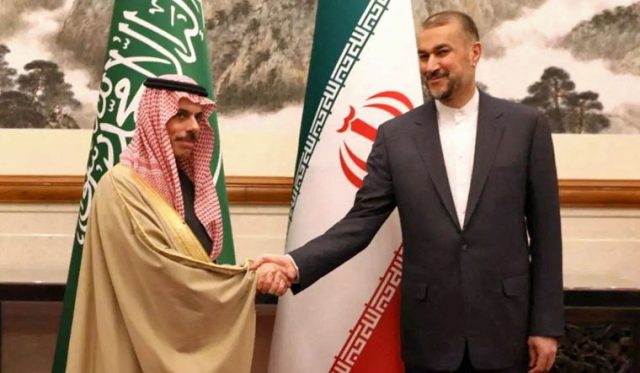 Saudi Iran FMs Beijing meeting