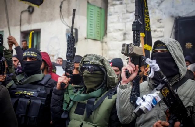 Al-Quds Brigades fighters in Jaba, near Jenin, in the West Bank (photo from January 2023).