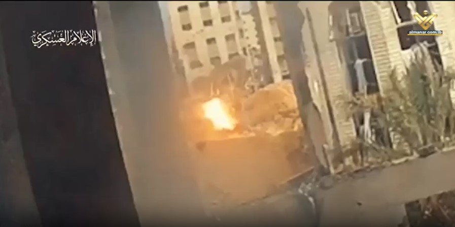 Screen capture of a video released by Al-Qassam resistance fighters engaging Israeli occupation troops in Gaza (Februar 1, 2024).