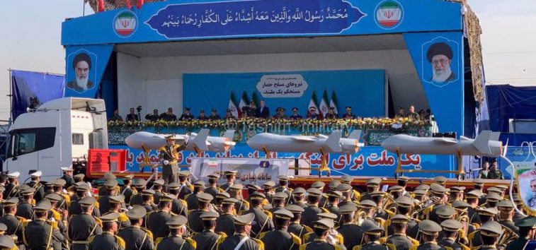  <a href="https://english.almanar.com.lb/2204919">Iran parades 23 ballistic missiles, unveils new drone with 4,000 km range</a>