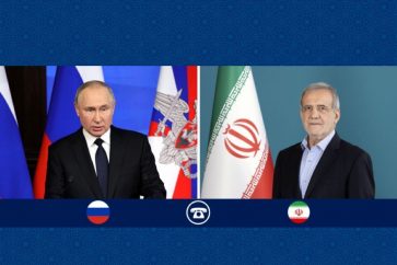 President Masoud Pezeshkian (right) and his Russian counterpart, Vladimir Putin, hold phone talks on May 6, 2025.