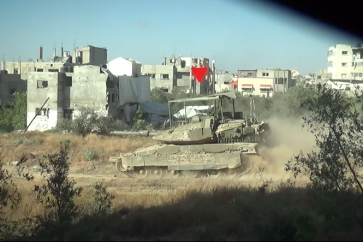 Israeli tank targeted by the Palestinian resistance