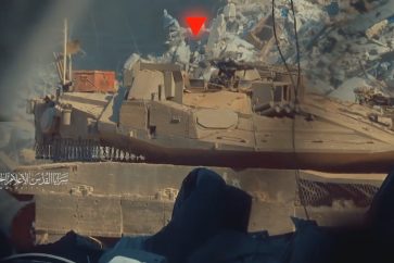 Al-Quds Brigades fighters targeting a Merkava tank in Shujaia northern Gaza