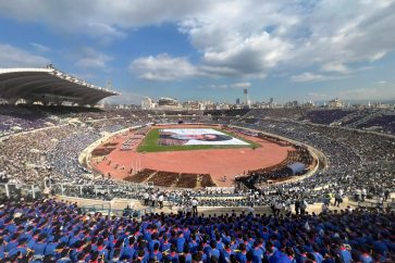 Camille Chamoun Stadium filled with Al-Mahdi Scouts